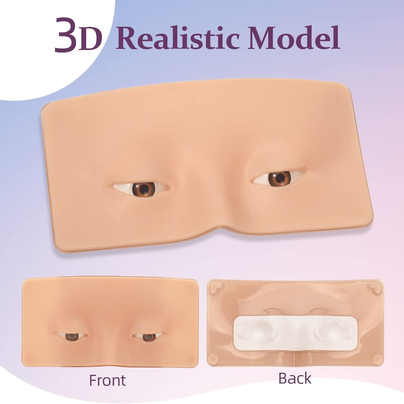Eyelash Extension Open Eye - 3D Silicone Face Makeup Practice Board